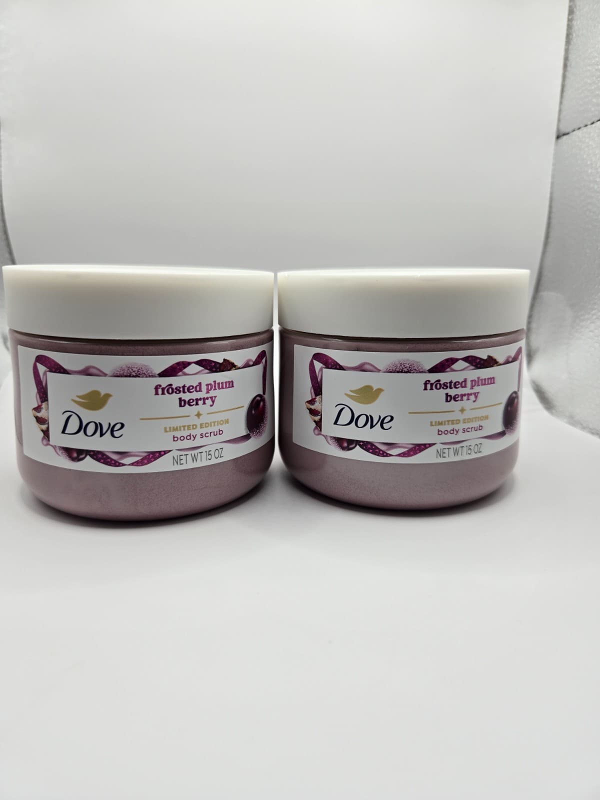 Dove Limited Edition Holiday Treat Frosted Plum Berry 2pk Body Scrub- New