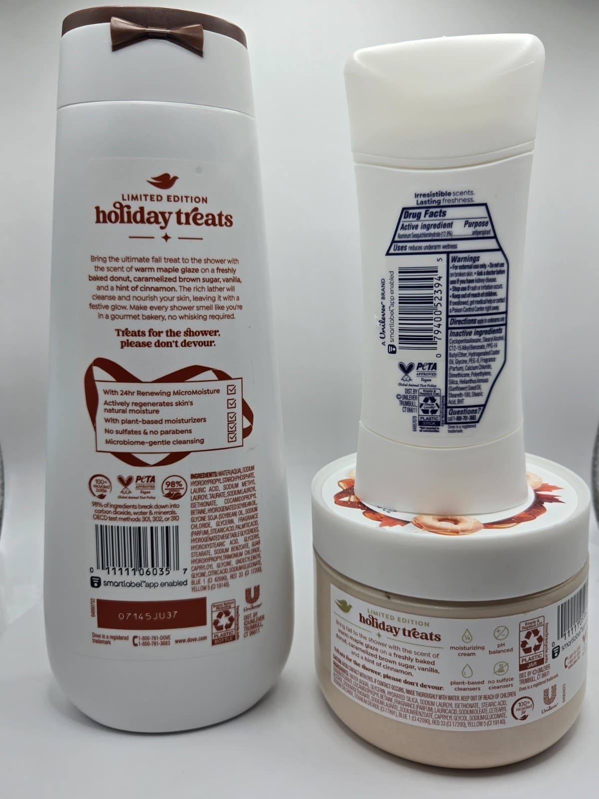 3pk Dove Limited Edition Holiday Treats Maple Glazed Donut Body Care Set - Thumbnail 3