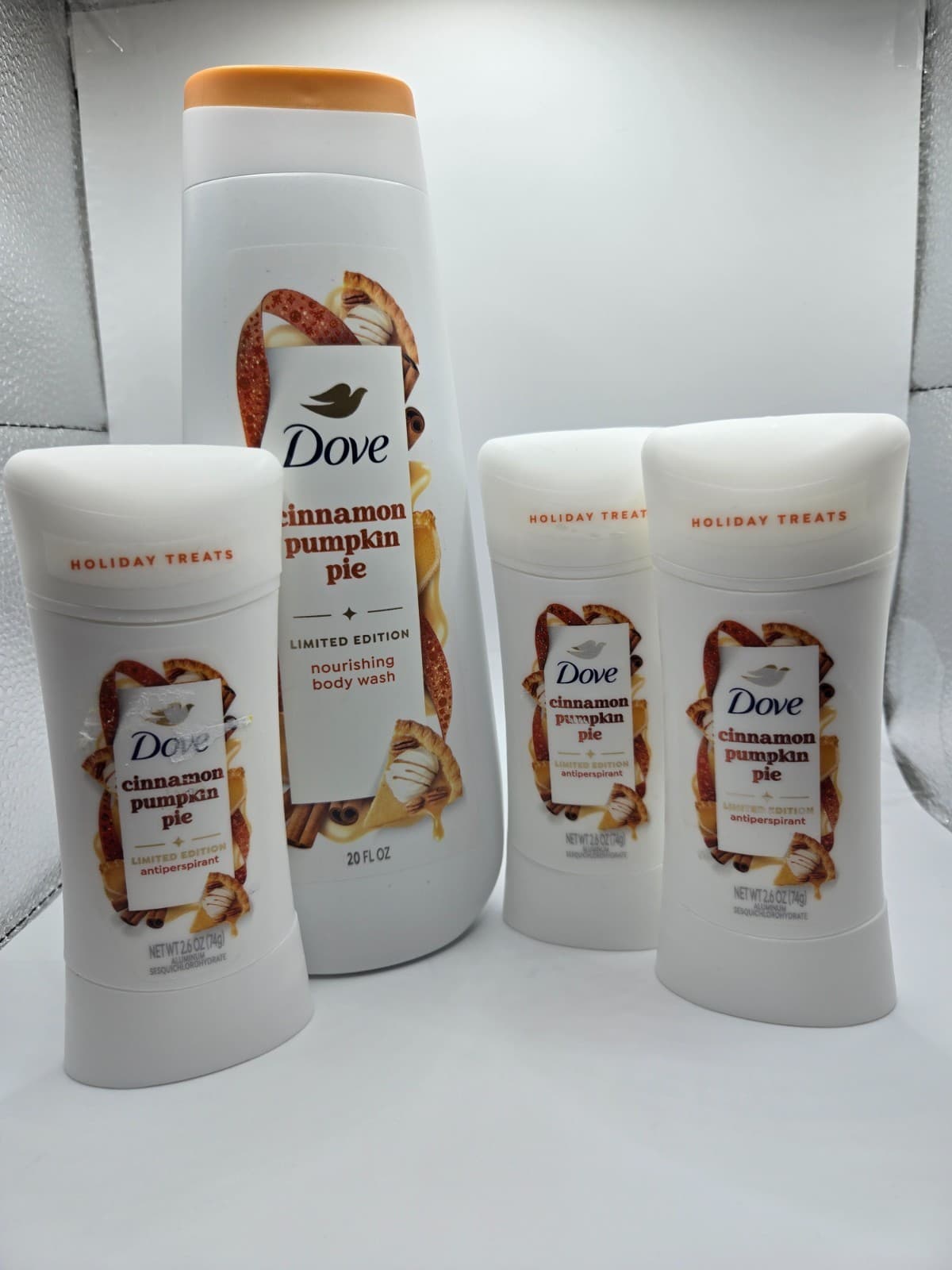 Dove Limited Edition Cinnamon Pumpkin Pie Holiday Treats Body Wash & 3 Deodorant