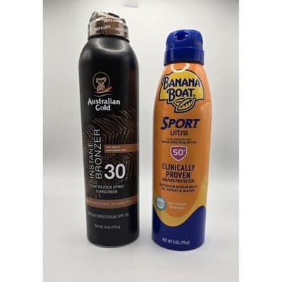 Sunscreen Banana Boat Sport Ultra SPF 50, Australian Gold SPF 30 Instant Bronzer