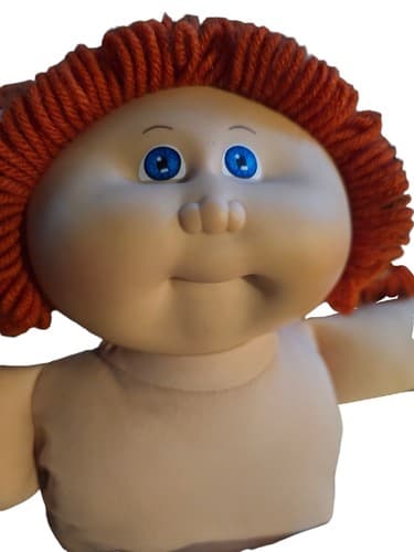 Vintage 1978 - 1982 Cabbage Patch Red Head Blue Eyes with Plastic Diaper 16" - Thumbnail 2