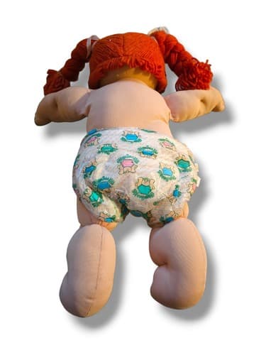 Vintage 1978 - 1982 Cabbage Patch Red Head Blue Eyes with Plastic Diaper 16" - Thumbnail 6