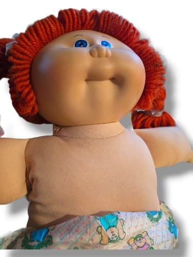 Vintage 1978 - 1982 Cabbage Patch Red Head Blue Eyes with Plastic Diaper 16" - Thumbnail 3