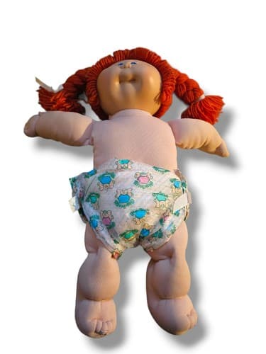Vintage 1978 - 1982 Cabbage Patch Red Head Blue Eyes with Plastic Diaper 16" - Thumbnail 7