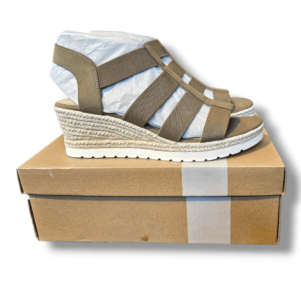 Steve Madden Natural Comfort Wedge Platform Gladiator Sandals Olive Size 9M NIB