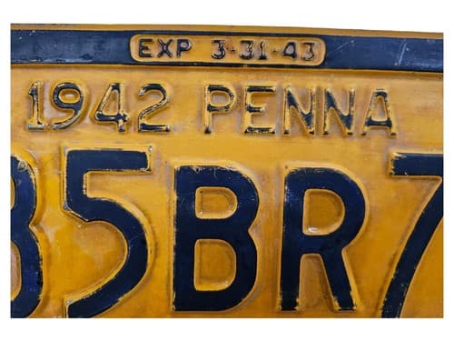 Vintage 1942 PA Pennsylvania License Plate Penna # 85BR7 - Thumbnail 4