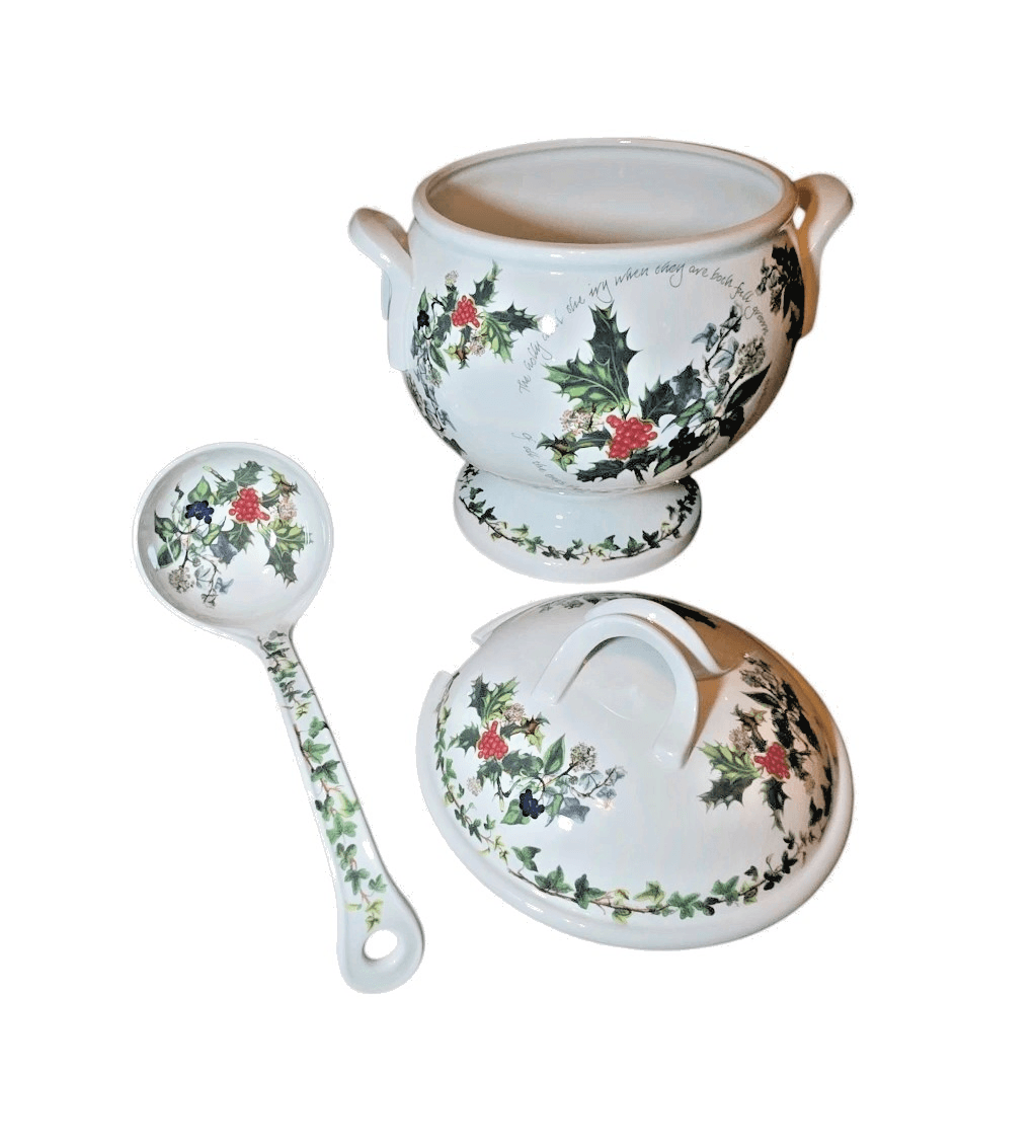 Portmeirion - The Holly and The Ivy - Tureen & Lid w/Ladle - Britain - Rare NICE