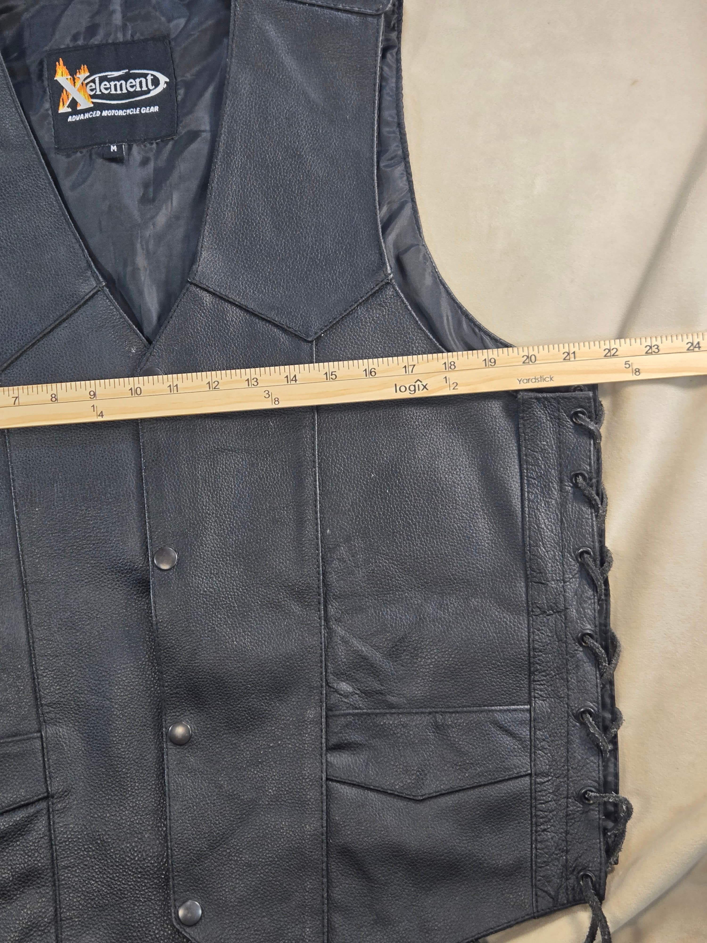 Vintage Xelement Leather Native American Chief Motorcycle Vest M CCW Pockets - Thumbnail 7