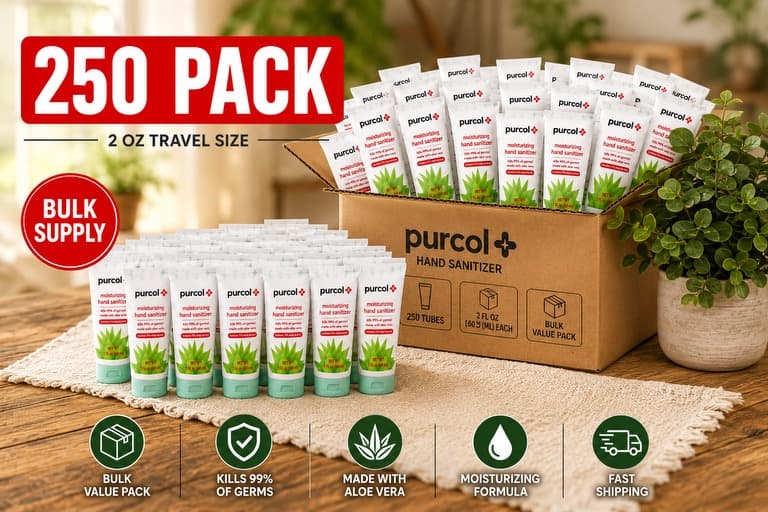 Purcol Hand Sanitizer 250 Pack 2 oz Travel Size - Thumbnail 2