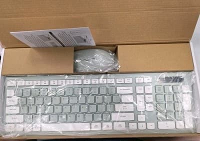 Wireless Keyboard and Mouse Combo, Full-Sized Wireless Keyboard Avocado Green