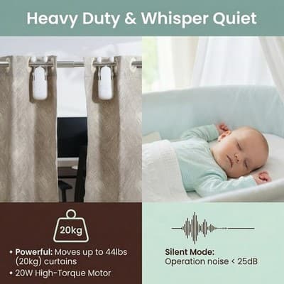 Smart Curtains Opener Bluetooth Device for Home Office - 20W Motor, Rechargeable - Thumbnail 4