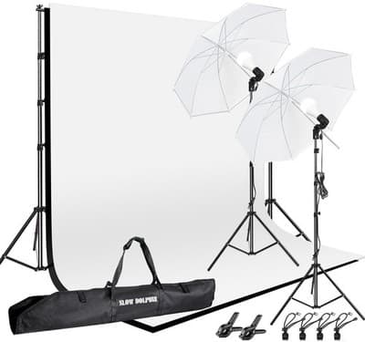 SLOW DOLPHIN 10x8.5 ft Studio Photography Background Support Kit with Lights