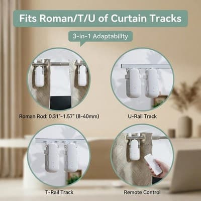Smart Curtains Opener Bluetooth Device for Home Office - 20W Motor, Rechargeable - Thumbnail 3