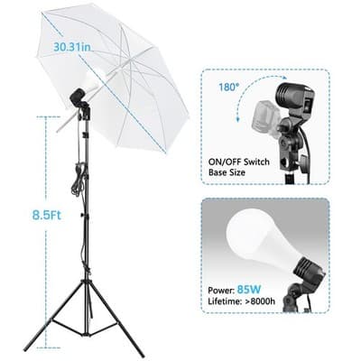 SLOW DOLPHIN 10x8.5 ft Studio Photography Background Support Kit with Lights - Thumbnail 4