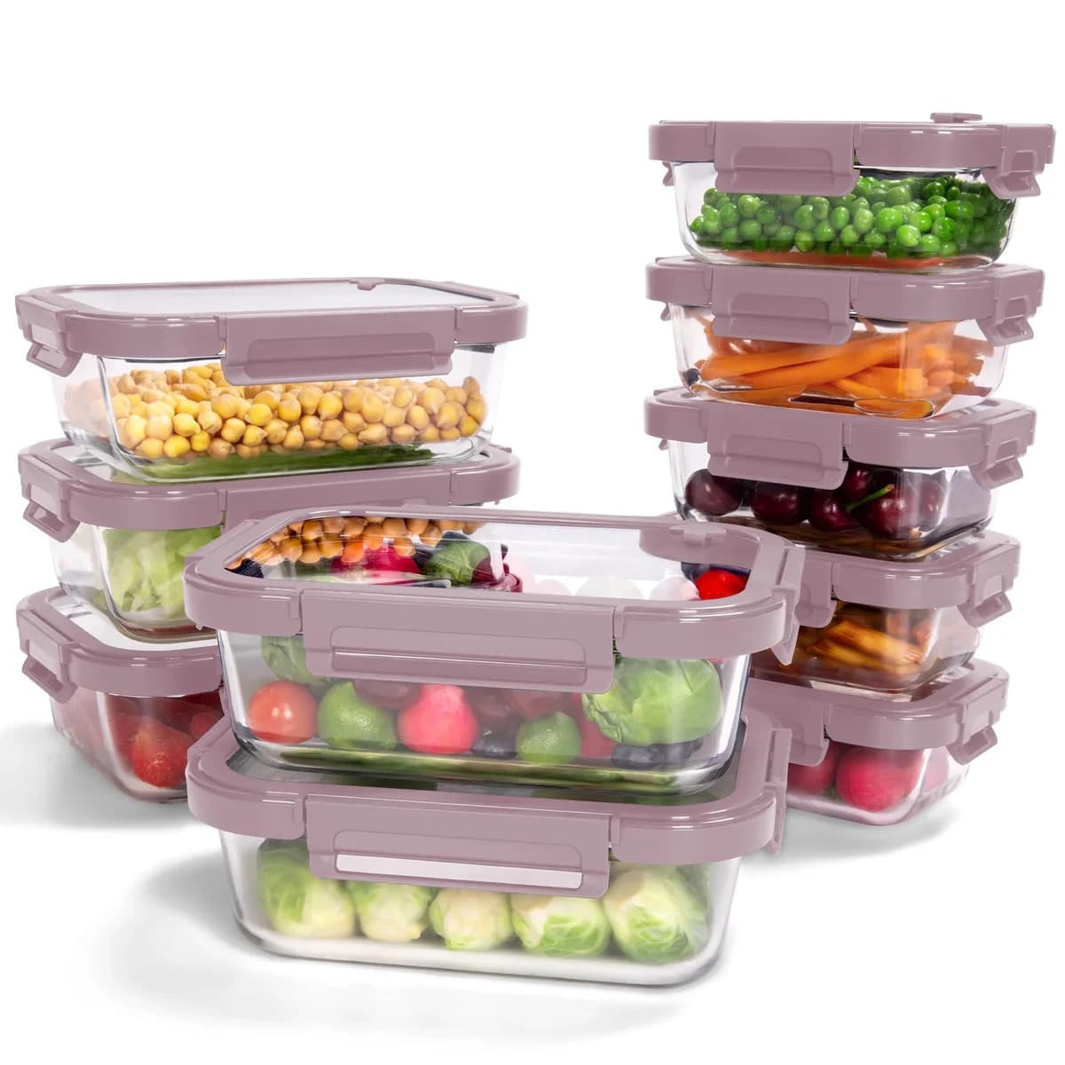 BOROHOUSE 10Pack Glass Food Storage Containers with Tempered Lids – Borosilic...