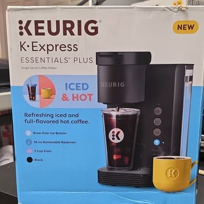Keurig K-Express Essentials Plus Single-Serve, K-Cup, Iced & Hot, 36 oz, Black