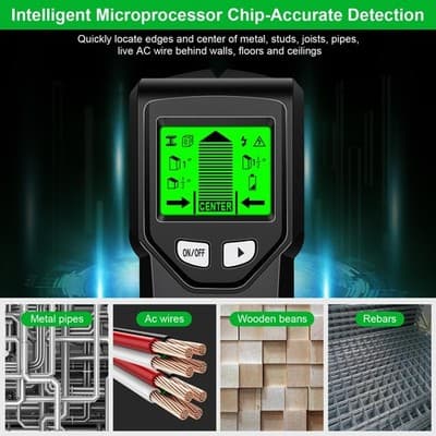 5-in-1 Stud Finder Wall Scanner with HD LCD for Wood, Metal, and Wires - Thumbnail 2