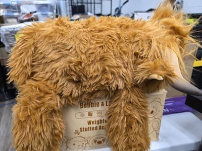 Bobbie & Laxi Weighted Highland Cow Stuffed Animal Plush, Brown/Beige - Thumbnail 3