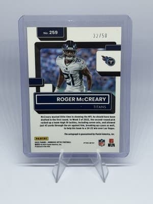 Panini 2022 Donruss Optic Roger McCreary Titans #259 Pink Velocity🔥Auto🔥/50 RC - Thumbnail 2