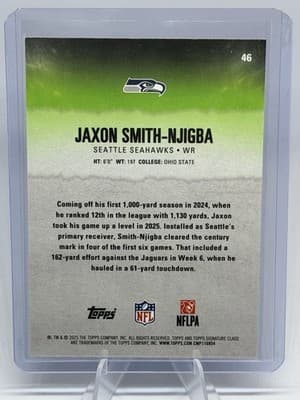 Topps SIGNATURES 2025 Jaxon Smith-Njigba Seahawks Rookie Pick 20 #46 🔥167/275🔥 - Thumbnail 2