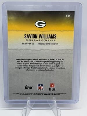 Topps SIGNATURES 2025 Savion Williams Rookie Green Bay Packers #144 - Thumbnail 2