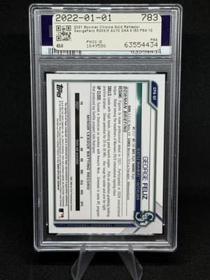 Topps 2021 Bowman Chrome Prospect Autos George Feliz Gold Refractor /50 PSA 10 - Thumbnail 2