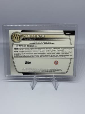 Bowman 2025 U Nate Calmese Wake Forest Purple /199 BPP-92 Rookie Basketball - Thumbnail 2