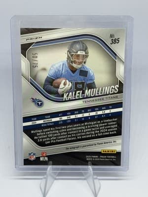 Panini 2025 Prizm Football Kalel Mullings Rookie Autograph 🔥/75🔥#385 - Thumbnail 2