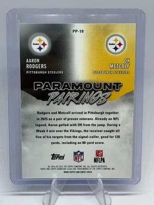 Topps Signature Class 2025 Paramount Pairings PP-19 Rodgers Metcalf Steelers - Thumbnail 2