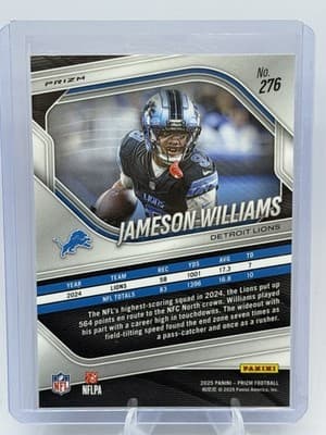 Panini Prizm 2025 Jameson Williams Detroit Lions Green Prizm Football #276 - Thumbnail 2