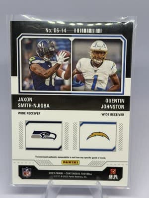 Panini Contenders 2023 Rookie Ticket Dual Patch DS-14 Smith-Njigba/Johnston - Thumbnail 2