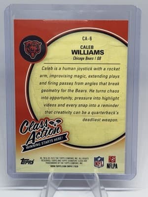 Topps Signature Class 2025 Caleb Williams Bears Class Action Insert CA-6 - Thumbnail 2