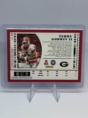Panini Contenders Draft Picks 2019 Terry Godwin II Bowl Ticket Auto RC #164 /99 - Thumbnail 2