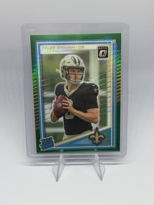 2025 Panini Donruss Optic Tyler Shough Saints #223 Green Hyper Prizm Rated Rook…