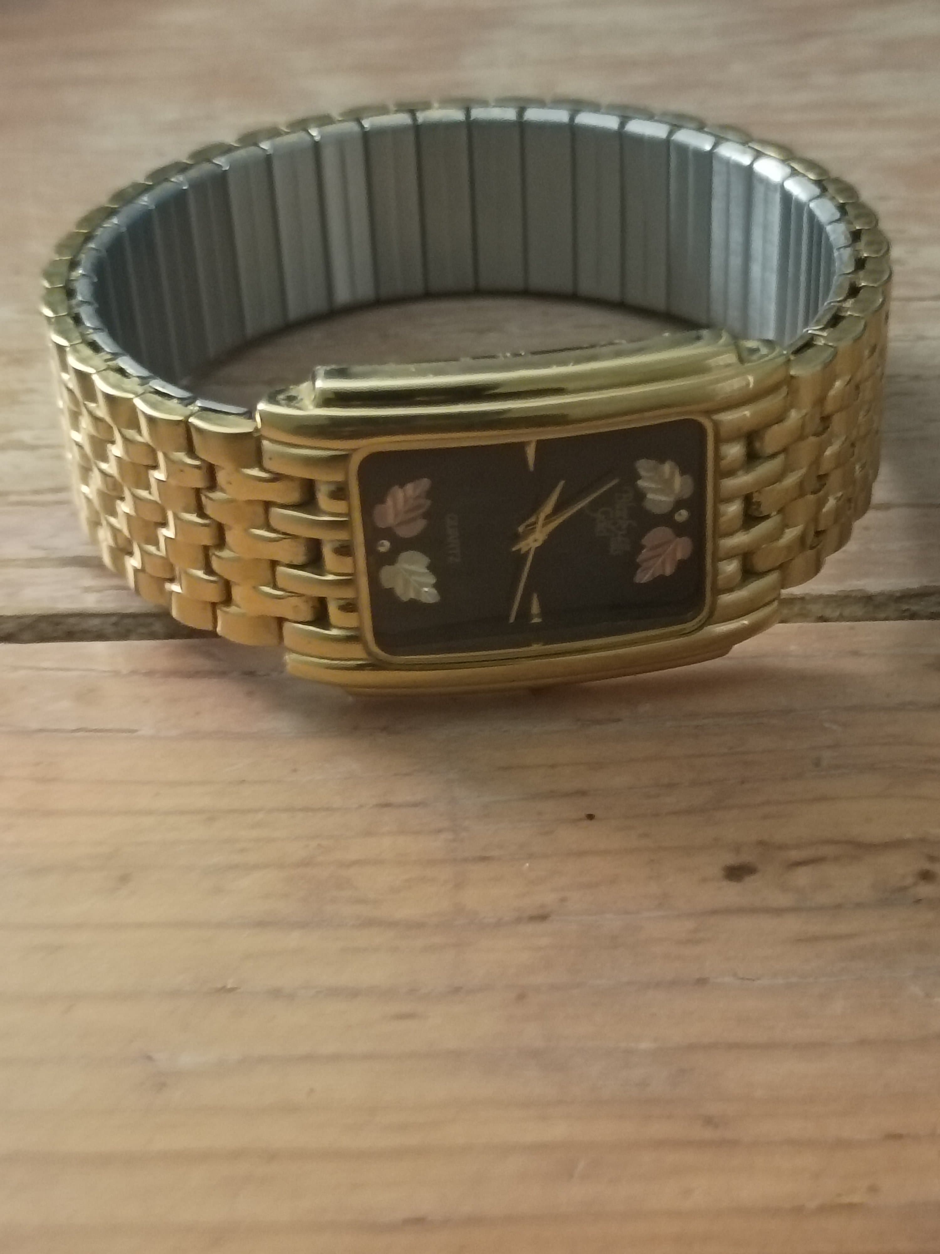 Black Hills Gold Rectangular Face Expansion Band Watch