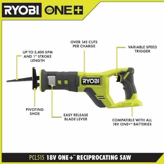 Ryobi 18V ONE+ Reciprocating Saw PCL515B - Thumbnail 3