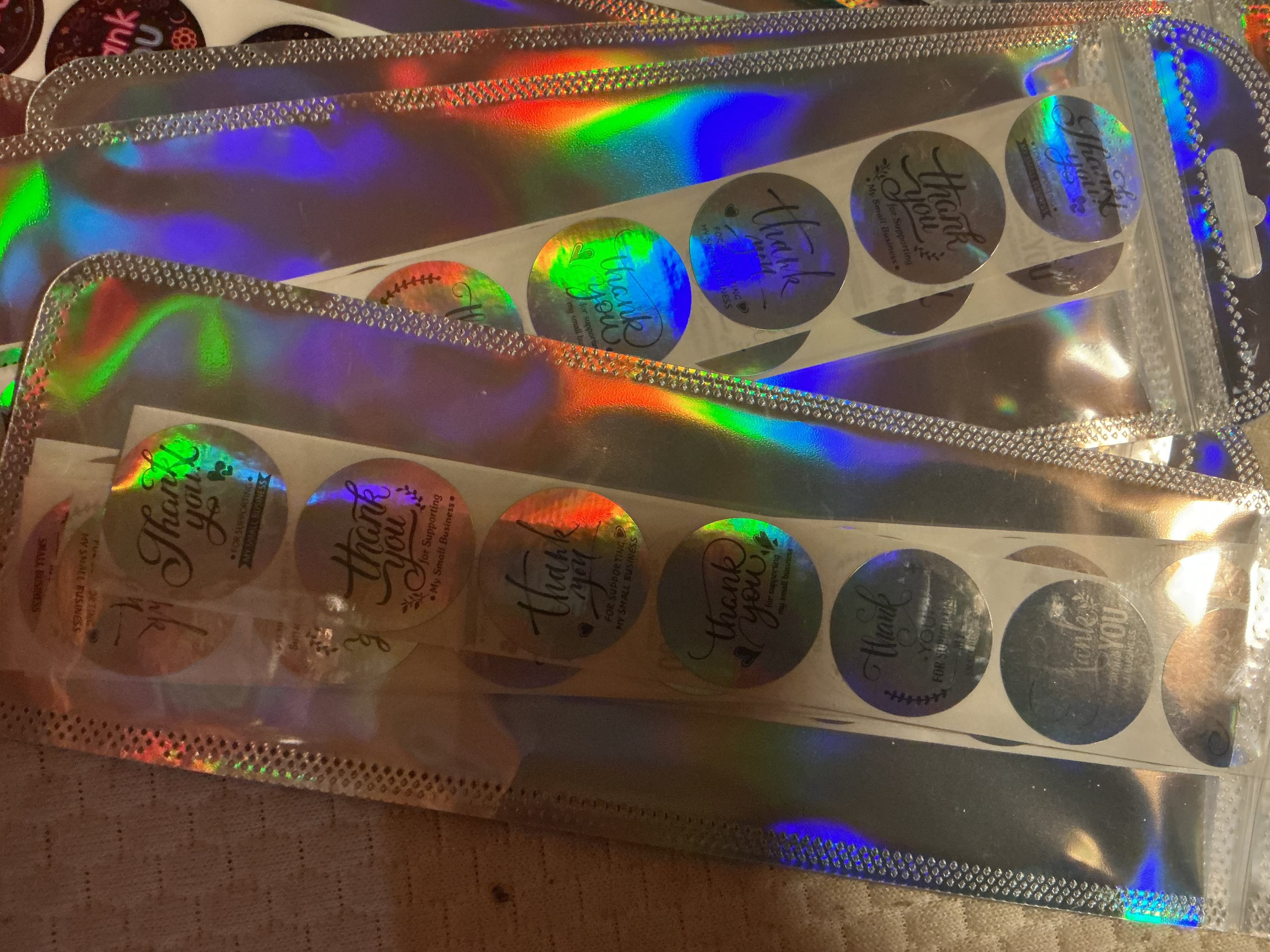 ★ 70 Silver Foil Thank You Stickers Round Small Business Package Seals