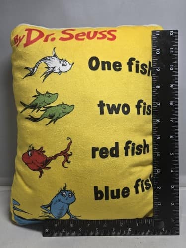 Dr. Seuss One Fish Two Fish Red Fish Blue Fish Decorative Pillow Cushion #G89g - Thumbnail 5