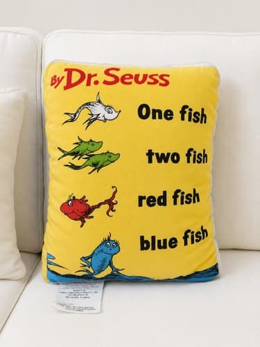 Dr. Seuss One Fish Two Fish Red Fish Blue Fish Decorative Pillow Cushion #G89g