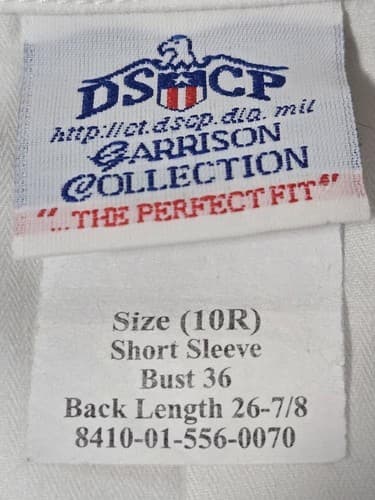 DSCP women’s US Shirt White Short Sleeve Size: (10/R) NSN:8510-01-556-0070 #E71e - Thumbnail 3