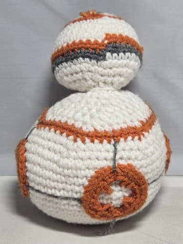 Handmade BB-8 Inspired Crochet Plush Toy Orange and White Amigurumi #G94g - Thumbnail 3