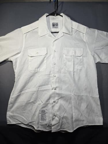 Defense Logistics Agency White Military Dress Shirt Men's Size 17 Collar Regular