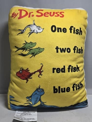 Dr. Seuss One Fish Two Fish Red Fish Blue Fish Decorative Pillow Cushion #G89g - Thumbnail 2