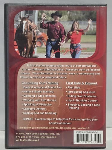 John Lyons The Best Start for the Unbroke Horse 4 DVD Set Horse Training - Thumbnail 3