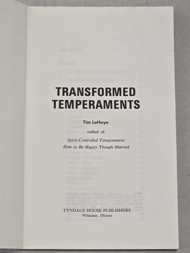 Transformed Temperaments Tim LaHaye 1981 Christian Psychology Paperback - Thumbnail 4