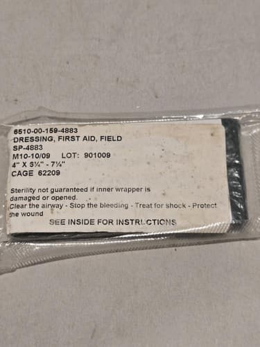 Military First Aid Field Dressing SP-4883, 4"×6¼"–7¼", USGI Sealed #K9k