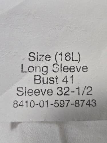 DSCP men’s US Shirt White Long Sleeve Size: (16/L) NSN:8510-01-597-8743 #E80e - Thumbnail 4