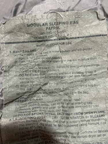 US Military Sleeping Bag w/ Intermediate Cold Weather Bag Patrol Sleep System - Thumbnail 16