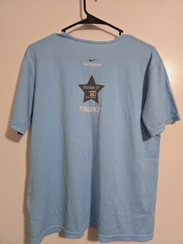 Large - women Nike marathon Shirt Short Sleeve dri fit #E93e - Thumbnail 2