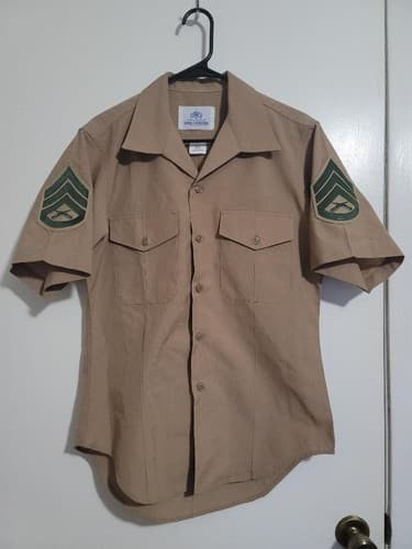 DSCP Marine Men's Poly/Wool Khaki Short Sleeve Shirt Size: (15 1/2) #75z